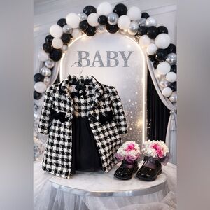Black and White Houndstooth Centerpiece for baby shower, little girls birthday